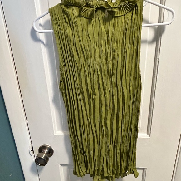 Green Sleeveless Ruffle Top - Picture 5 of 7
